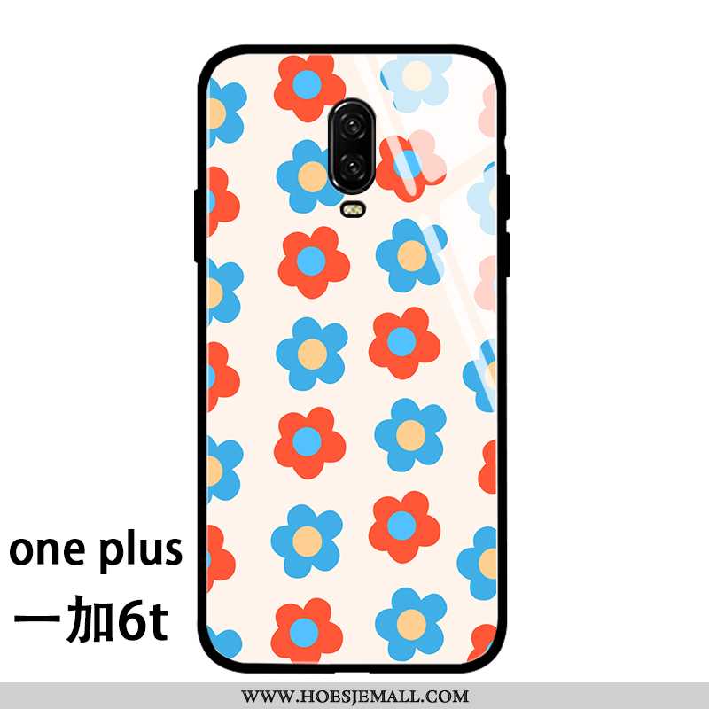 Hoesje Oneplus 6t Siliconen Bescherming Bloemen Scheppend Trend Blauw High End Blauwe