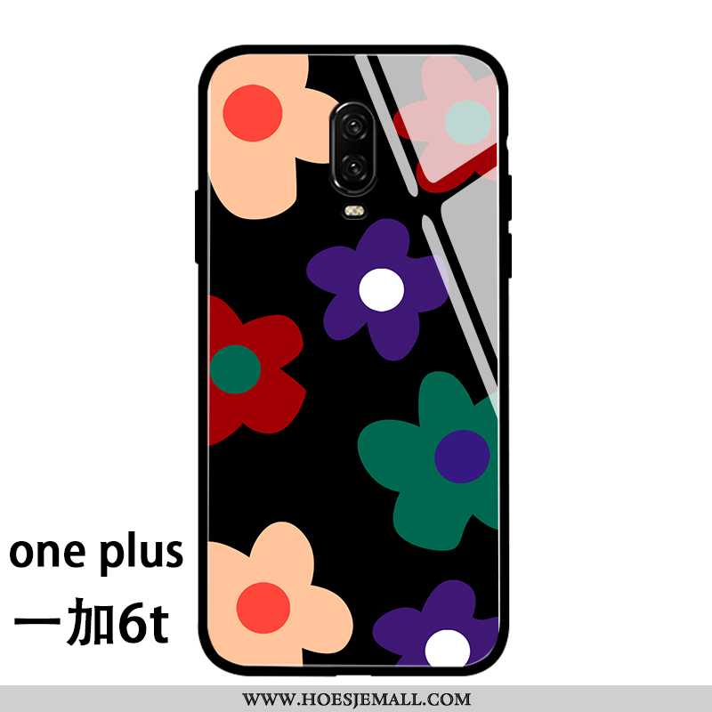 Hoesje Oneplus 6t Siliconen Bescherming Bloemen Scheppend Trend Blauw High End Blauwe