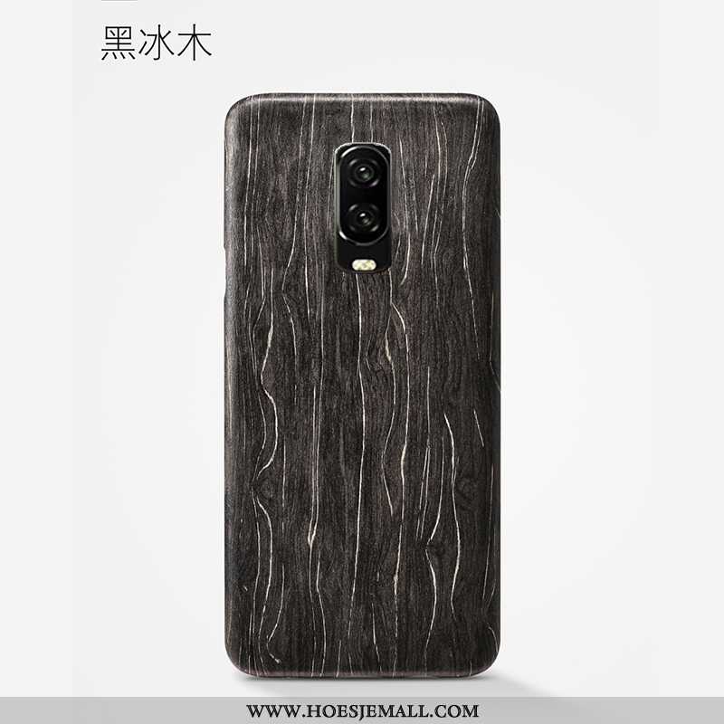 Hoesje Oneplus 6t Bescherming Schrobben Hoes All Inclusive Hout Super Zwarte