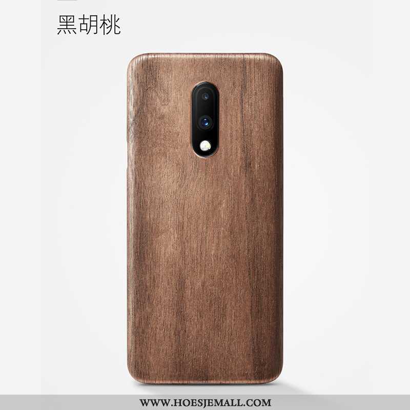 Hoes Oneplus 7 Schrobben Hout Anti-fall Super Bescherming Hoesje Bruine