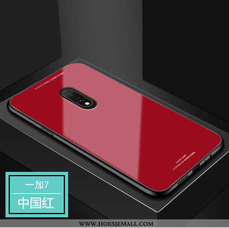 Hoesje Oneplus 7 Glas Bescherming All Inclusive Rood Anti-fall Hoes