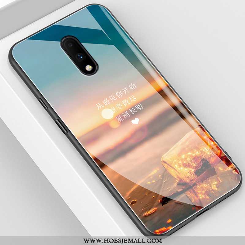 Hoesje Oneplus 7 Trend Super Glas Scheppend Bescherming Schrobben Blauwe