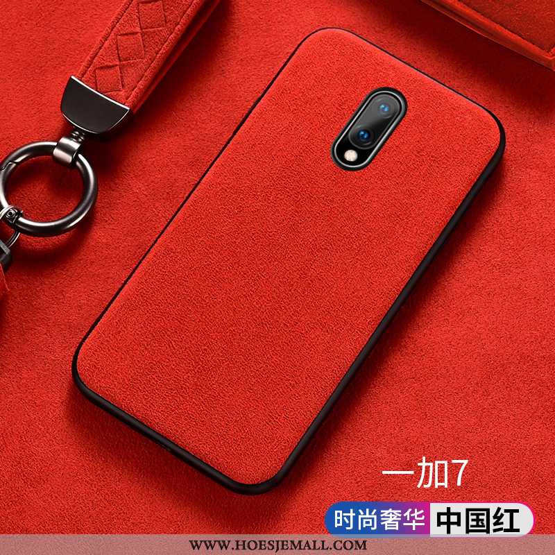 Hoesje Oneplus 7 Bescherming Luxe Trend High End Hoes Suede Mobiele Telefoon Oranje