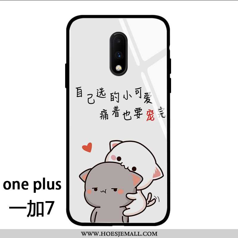 Hoesje Oneplus 7 Mooie Trend Glas Spotprent Net Red Persoonlijk Mobiele Telefoon Witte