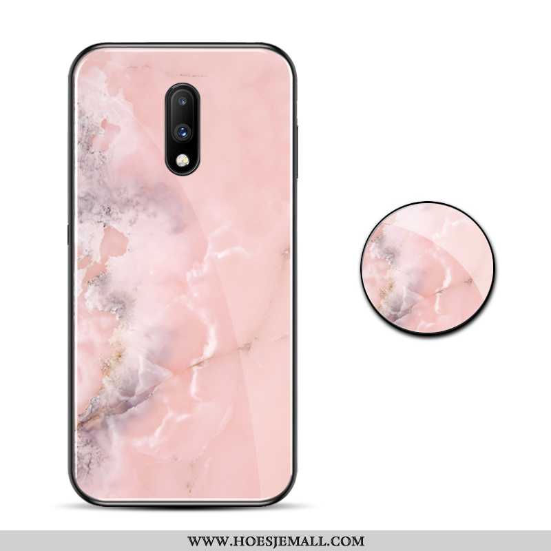 Hoesje Oneplus 7 Bescherming Glas Hard Mobiele Telefoon Dun Hoes Grote Roze