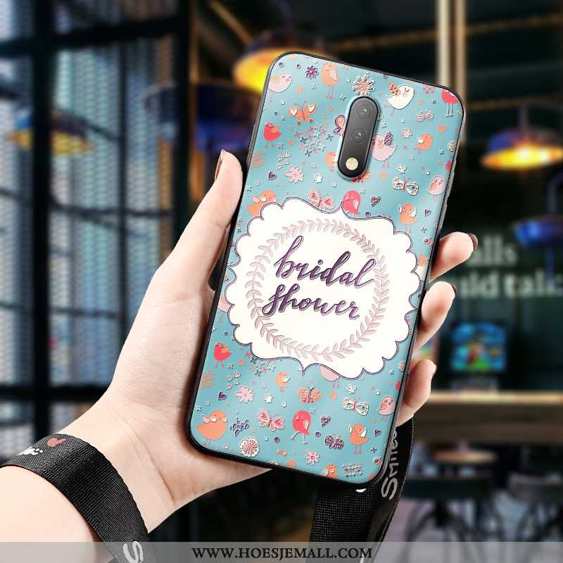 Hoesje Oneplus 7 Reliëf Trend Mobiele Telefoon Kunst Scheppend Schrobben All Inclusive Groen