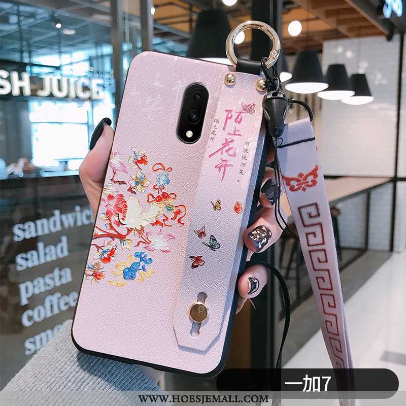 Hoesje Oneplus 7 Vintage Super Hanger Bescherming Chinese Stijl Dun Siliconen Purper