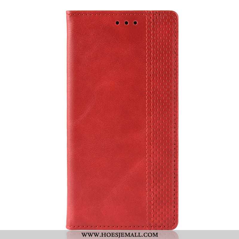 Hoesje Oneplus 7 Leren Leer Mobiele Telefoon Rood Clamshell Magnetisch Anti-fall