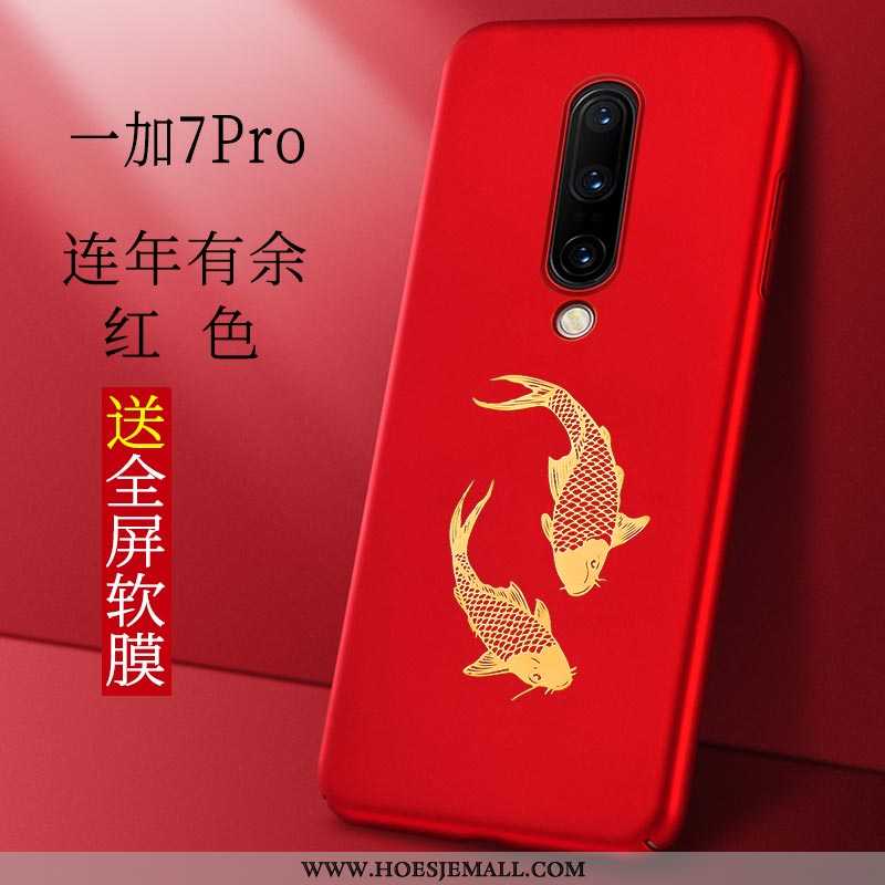 Hoes Oneplus 7 Pro Schrobben Persoonlijk Chinese Stijl Rood Anti-fall Trend Wind