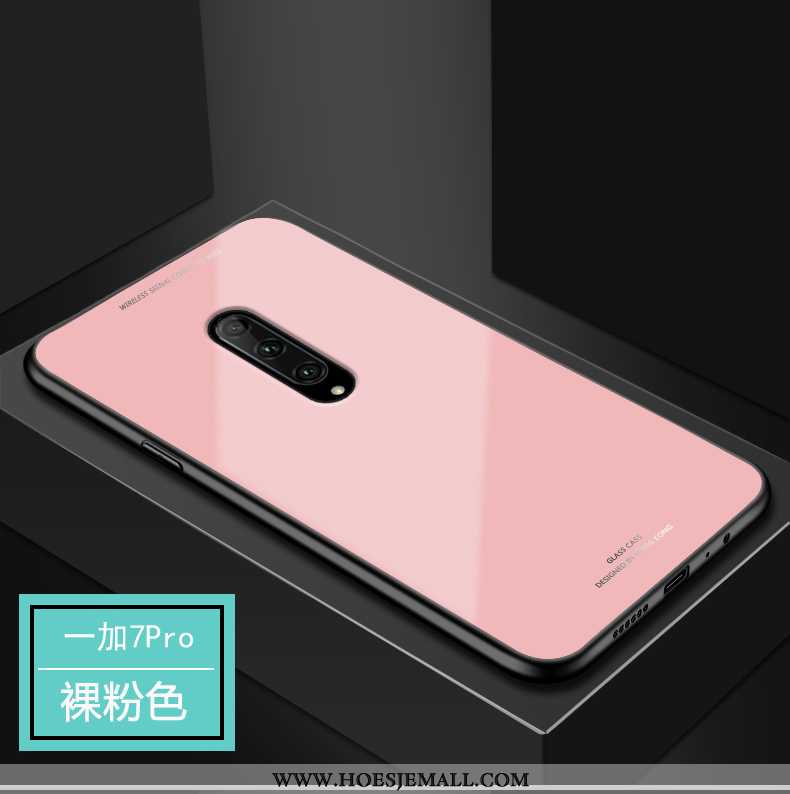 Hoes Oneplus 7 Pro Glas Bescherming Roze Mobiele Telefoon Anti-fall Hoesje All Inclusive