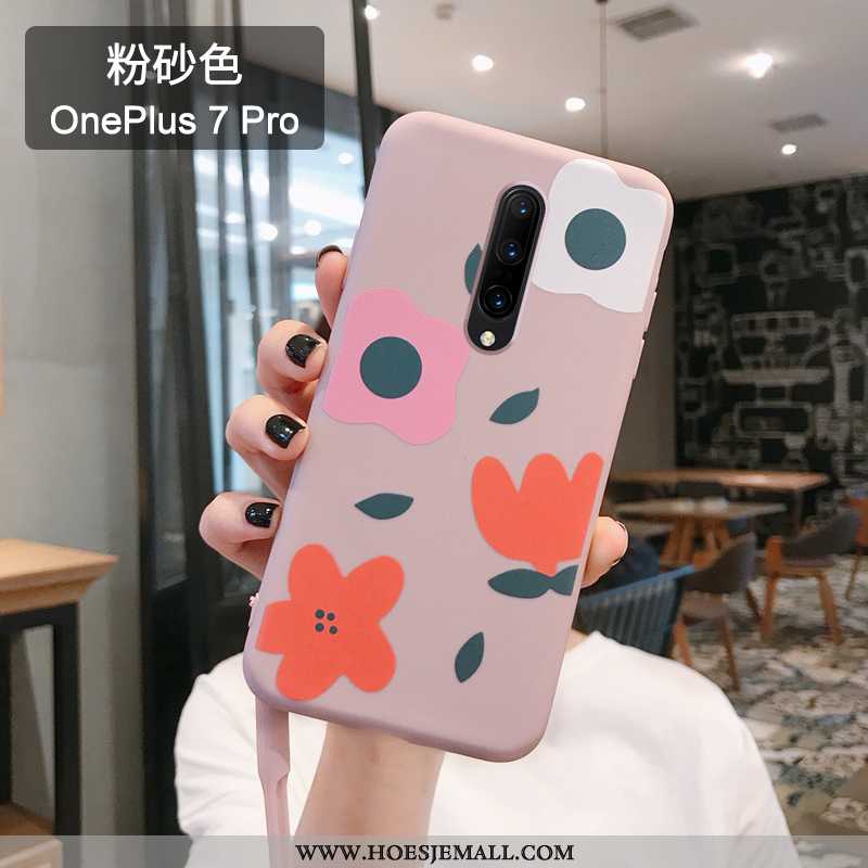 Hoesje Oneplus 7 Pro Hout Trend Wind Anti-fall Kunst Mobiele Telefoon All Inclusive Roze