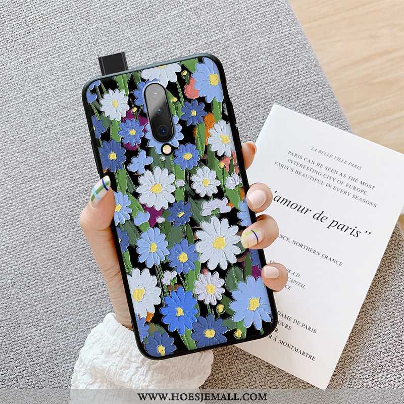 Hoes Oneplus 7 Pro Super Dun Anti-fall Kunst Bloemen Hoesje Blauwe