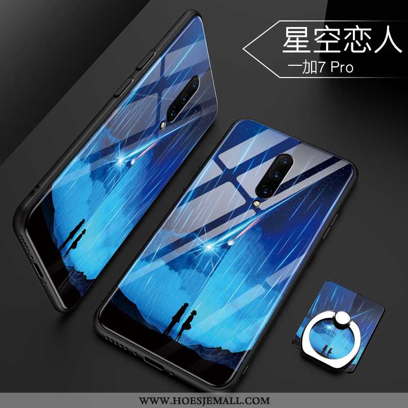 Hoesje Oneplus 7 Pro Scheppend Trend Mobiele Telefoon Blauw Tempereren Bescherming Blauwe