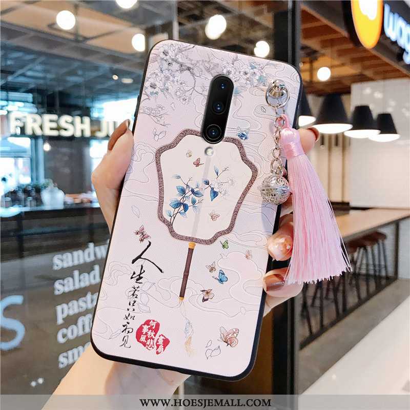 Hoes Oneplus 7 Pro Vintage Siliconen Kwasten Hoesje Bescherming Wind Roze