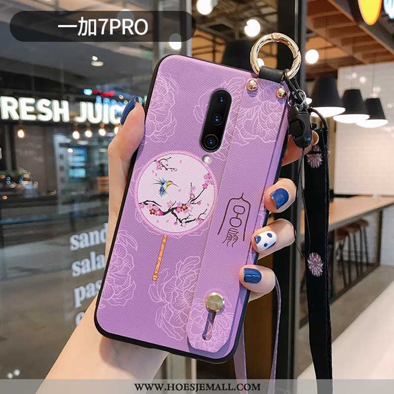 Hoes Oneplus 7 Pro Vintage Zacht Wind Ondersteuning Anti-fall Siliconen Mobiele Telefoon Purper