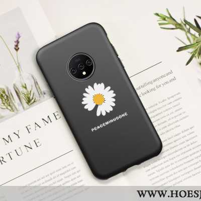 Hoes Oneplus 7t Persoonlijk Scheppend Mobiele Telefoon Anti-fall Siliconen Bloemen Bescherming Zwart