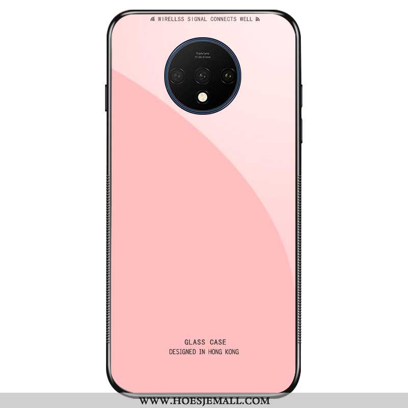 Hoesje Oneplus 7t Skärmskydd Bescherming Glas Hoes Tempereren Roze