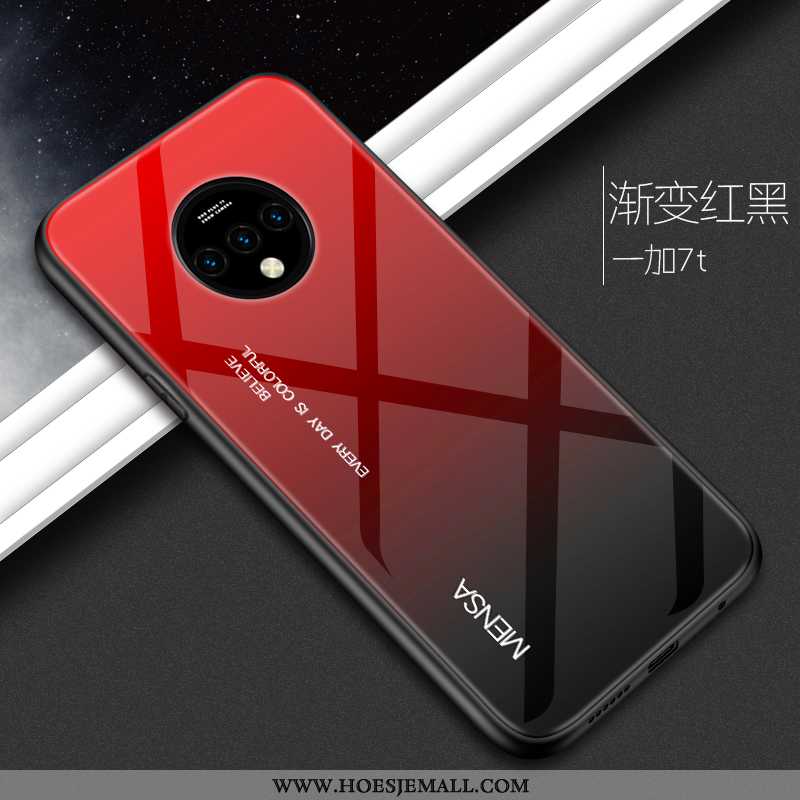 Hoesje Oneplus 7t Bescherming Glas Net Red Rood Mobiele Telefoon Scheppend