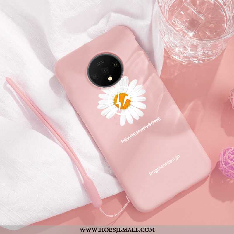 Hoes Oneplus 7t Siliconen All Inclusive Hoesje Mobiele Telefoon Mini Vers Wind Roze