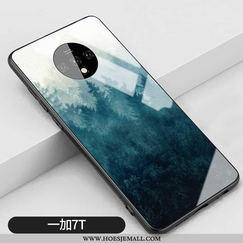 Hoes Oneplus 7t Glas Siliconen Mobiele Telefoon Anti-fall Wind Hard Licht Groen