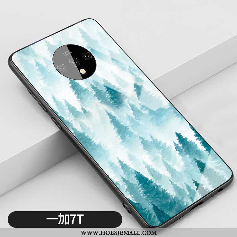 Hoes Oneplus 7t Glas Siliconen Mobiele Telefoon Anti-fall Wind Hard Licht Groen