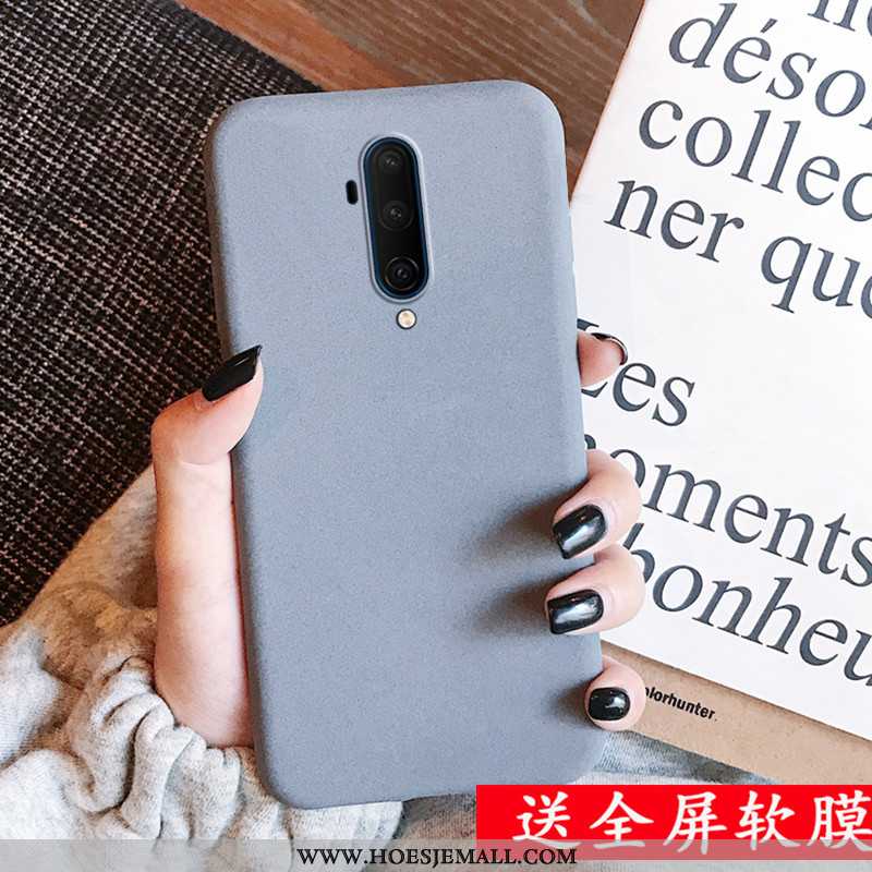 Hoes Oneplus 7t Pro Skärmskydd Patroon Zacht Effen Kleur Grijs Eenvoudige