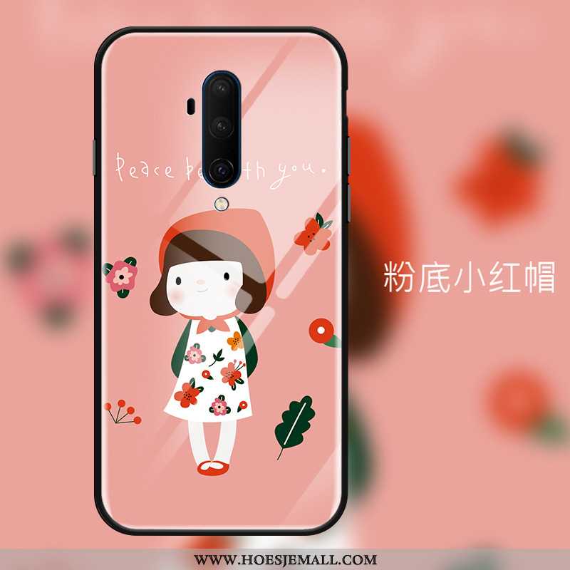 Hoesje Oneplus 7t Pro Bescherming Glas Rood Mobiele Telefoon Hoes All Inclusive Net Red Roze