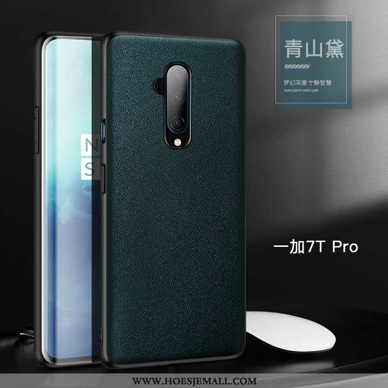 Hoes Oneplus 7t Pro Bescherming Leren Hoesje Anti-fall Koe Leer All Inclusive Oranje