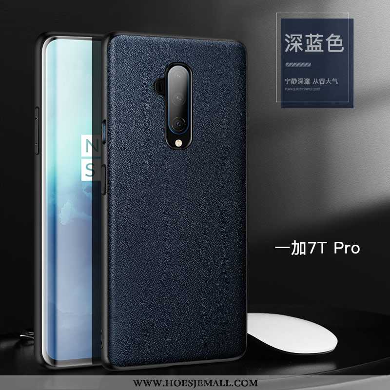 Hoes Oneplus 7t Pro Bescherming Leren Hoesje Anti-fall Koe Leer All Inclusive Oranje