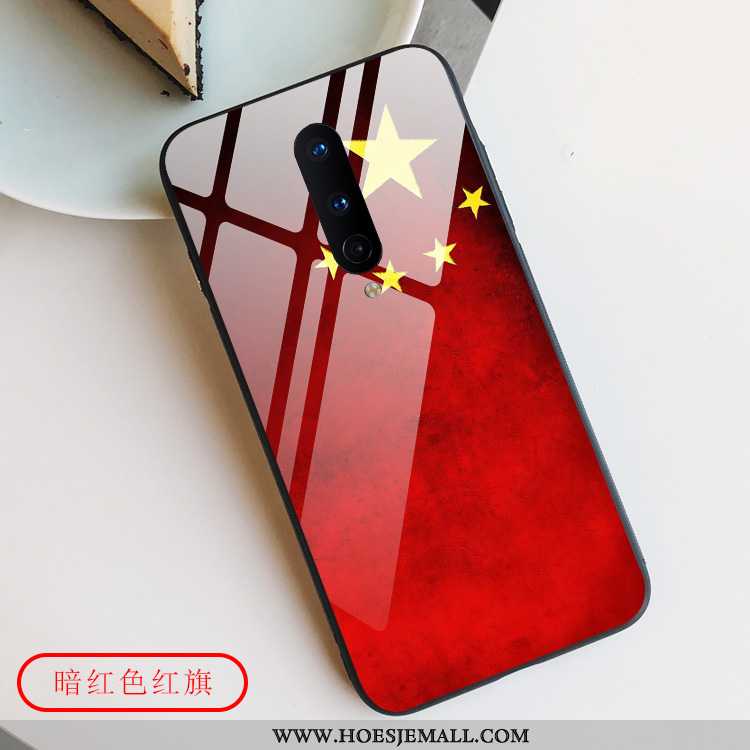 Hoes Oneplus 8 Glas Persoonlijk Anti-fall Hoesje Ster Chinese Stijl All Inclusive Rood