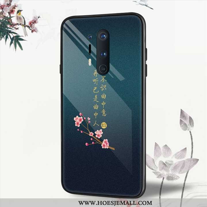 Hoesje Oneplus 8 Pro Scheppend Bescherming Hoes Glas Mobiele Telefoon Bloemen Persoonlijk Beige