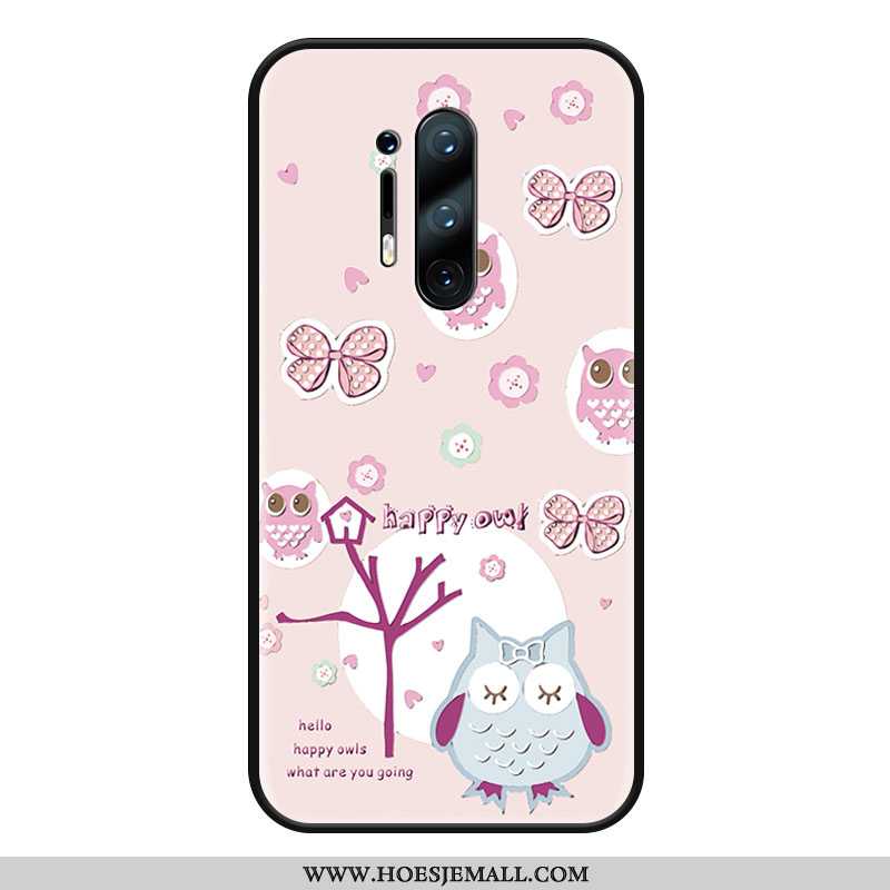 Hoes Oneplus 8 Pro Schrobben Spotprent Anti-fall Mooie Hoesje Mobiele Telefoon Roze