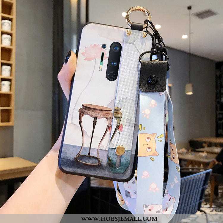 Hoes Oneplus 8 Pro Siliconen Schrobben Trend Kunst Anti-fall Hoesje Mobiele Telefoon Beige