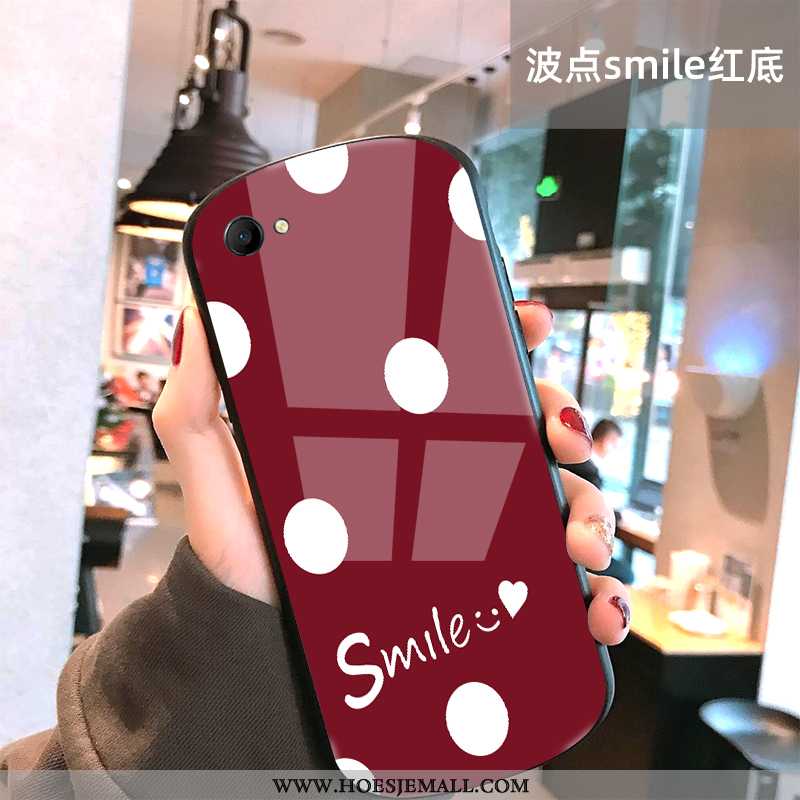 Hoes Oppo A3 Glas Trend Anti-fall Spiegel Smiley Zwart Nieuw Zwarte