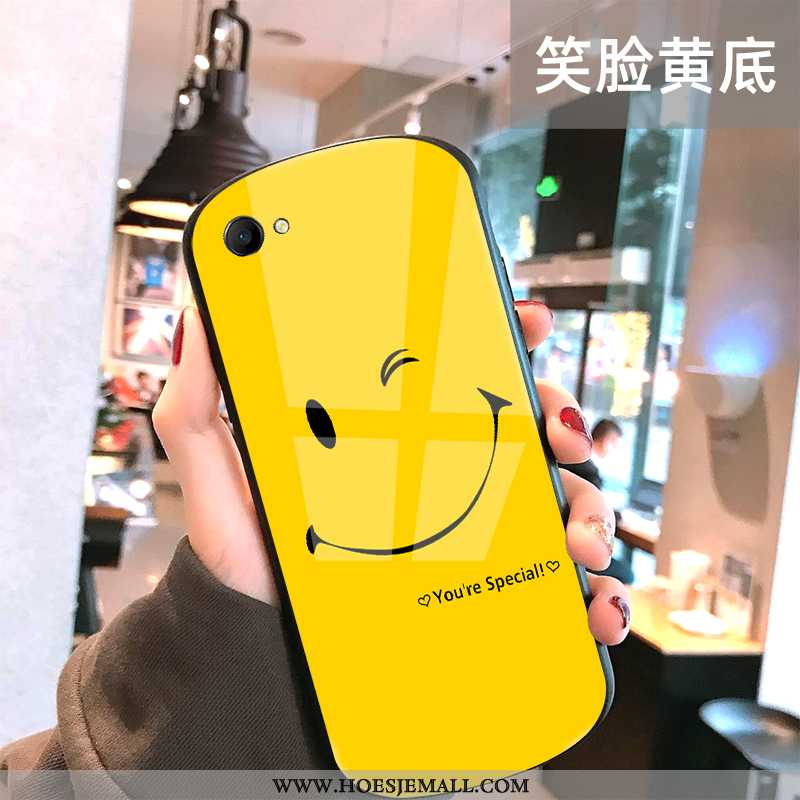 Hoes Oppo A3 Glas Trend Anti-fall Spiegel Smiley Zwart Nieuw Zwarte