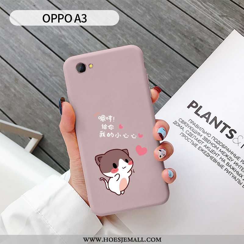 Hoes Oppo A3 Mooie Zacht Anti-fall Net Red All Inclusive Hart Siliconen Roze