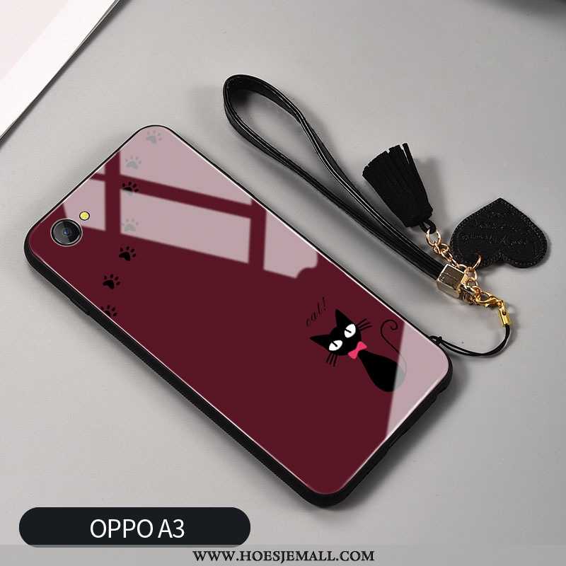 Hoes Oppo A3 Scheppend Siliconen Mobiele Telefoon Net Red Kat Persoonlijk Glas Witte