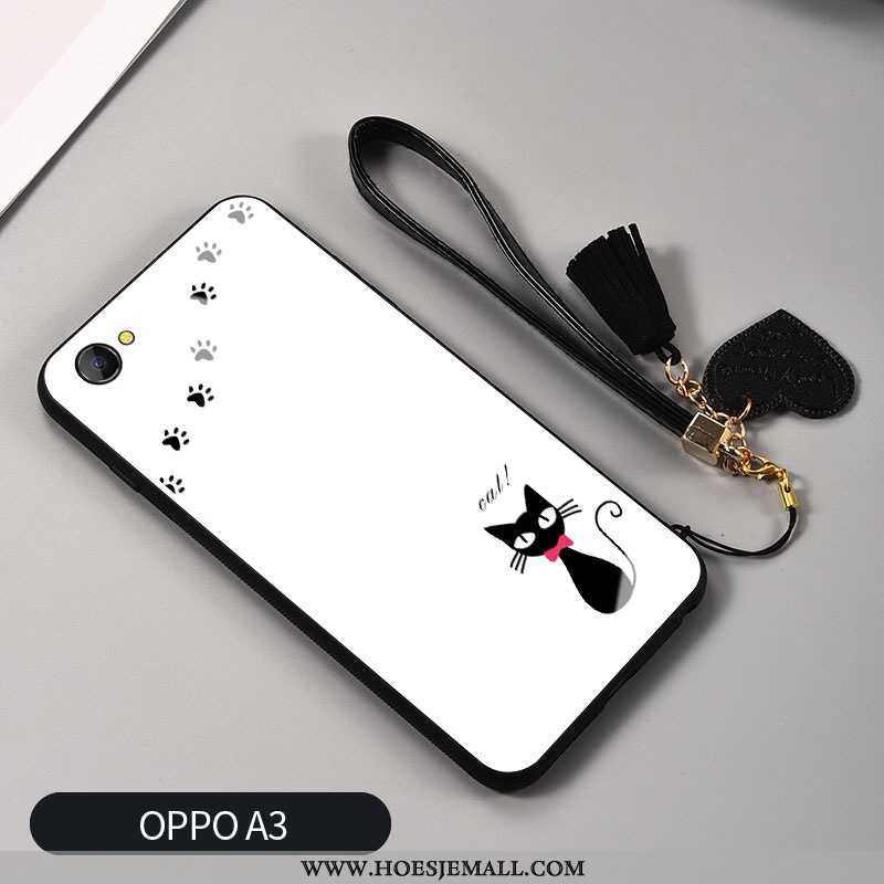 Hoes Oppo A3 Scheppend Siliconen Mobiele Telefoon Net Red Kat Persoonlijk Glas Witte