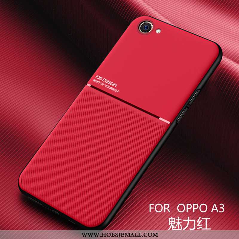 Hoesje Oppo A3 Leer Patroon Zwart Schrobben Anti-fall Bescherming Trend Groen