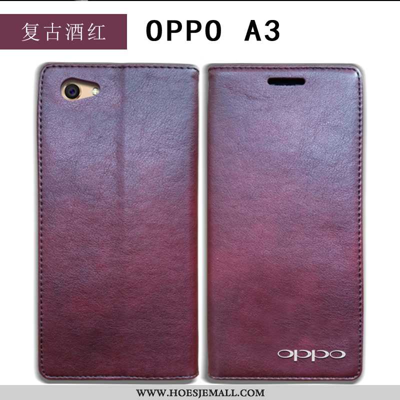 Hoesje Oppo A3 Bescherming Leren Folio Hoes Mobiele Telefoon Echt Leer Anti-fall Blauwe