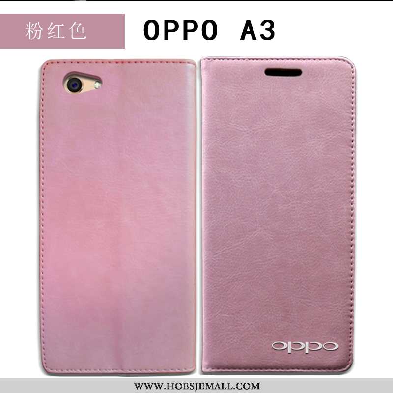 Hoesje Oppo A3 Bescherming Leren Folio Hoes Mobiele Telefoon Echt Leer Anti-fall Blauwe