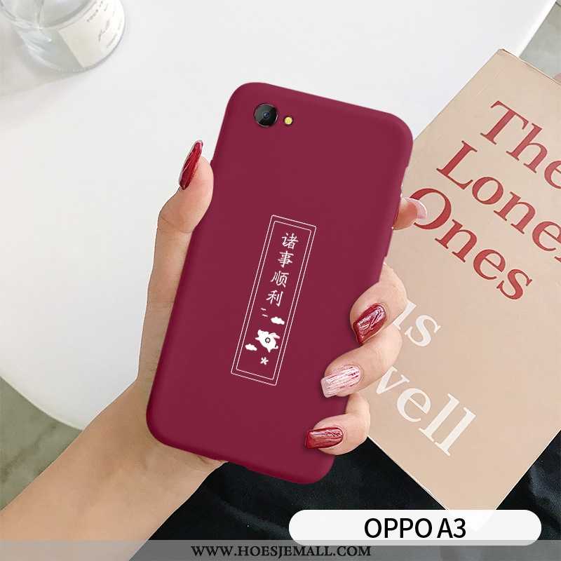 Hoes Oppo A3 Mode Schrobben Lovers Scheppend Hoesje Anti-fall Eenvoudige Rood