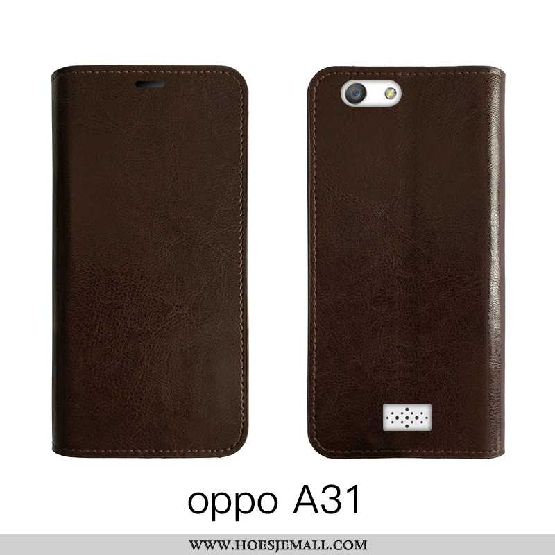 Hoesje Oppo A31 Leer Bescherming High End Folio Leren Echt Leer Bruine