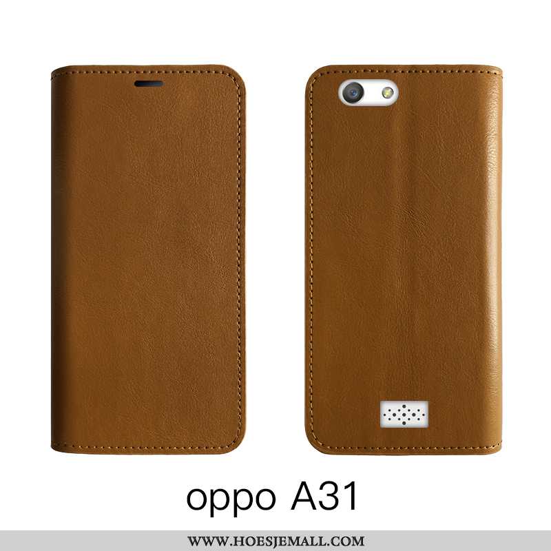 Hoesje Oppo A31 Leer Bescherming High End Folio Leren Echt Leer Bruine