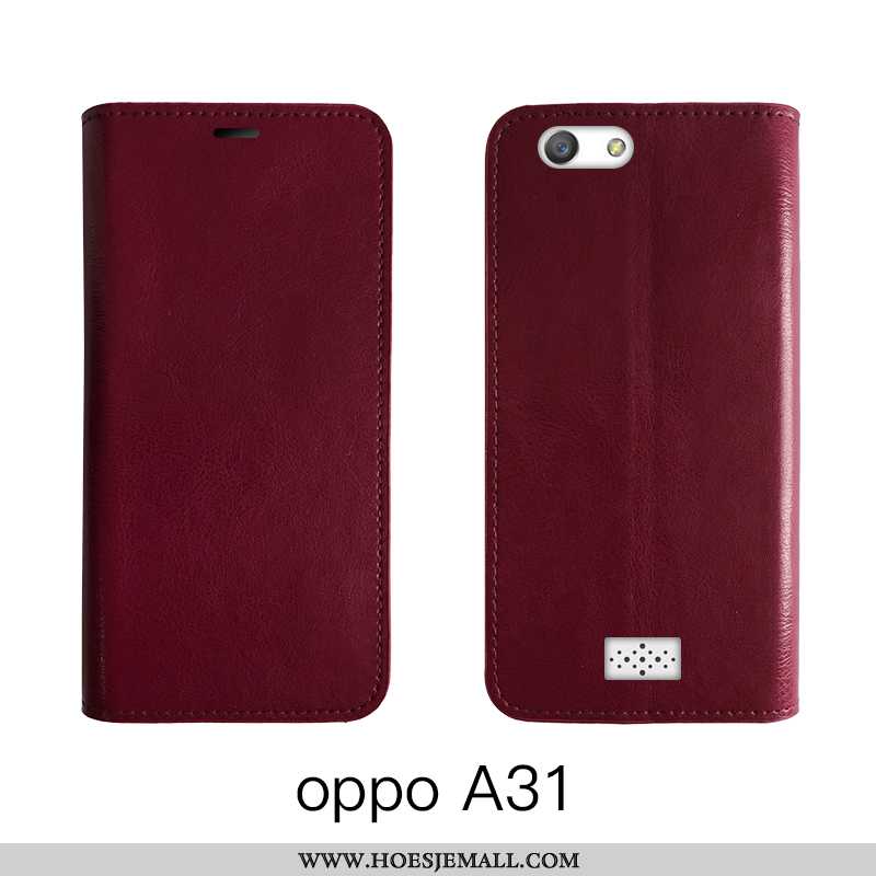 Hoesje Oppo A31 Leer Bescherming High End Folio Leren Echt Leer Bruine