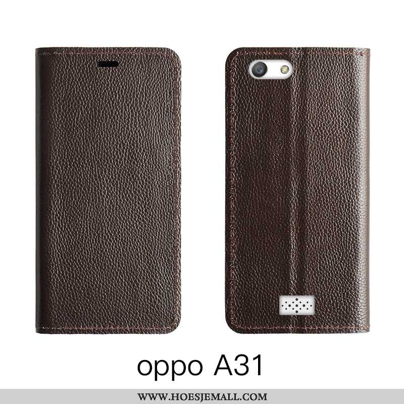 Hoesje Oppo A31 Leren Echt Leer Koe Folio Leer High End Oranje