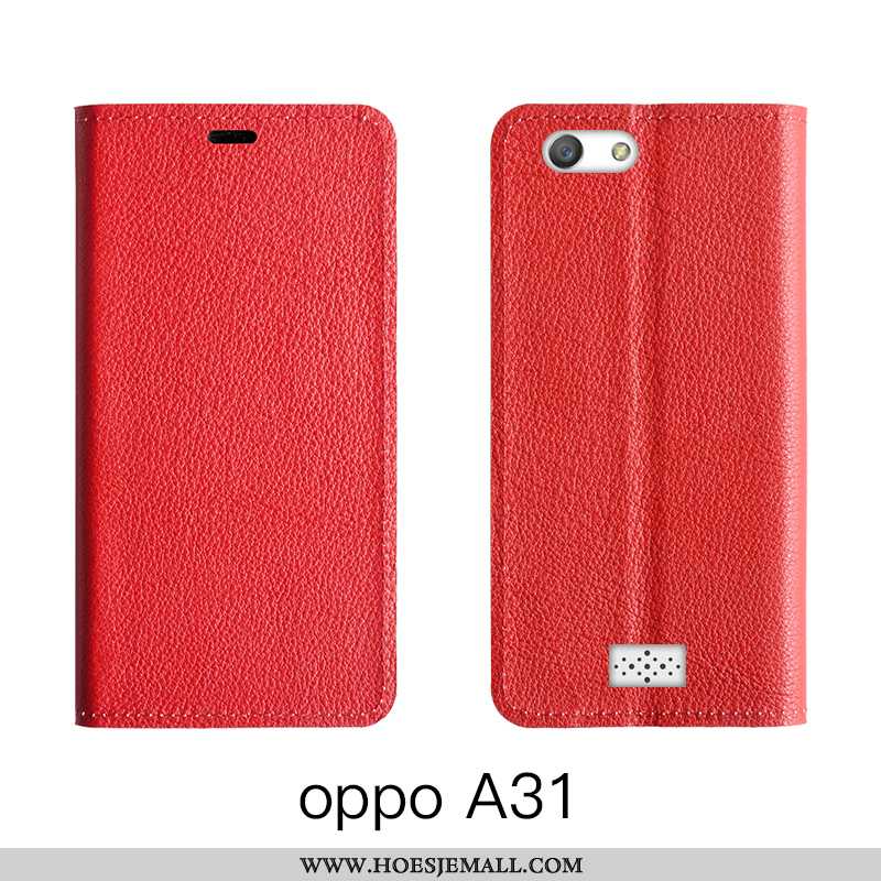 Hoesje Oppo A31 Leren Echt Leer Koe Folio Leer High End Oranje