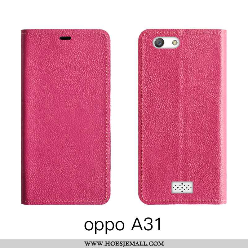 Hoesje Oppo A31 Leren Echt Leer Koe Folio Leer High End Oranje