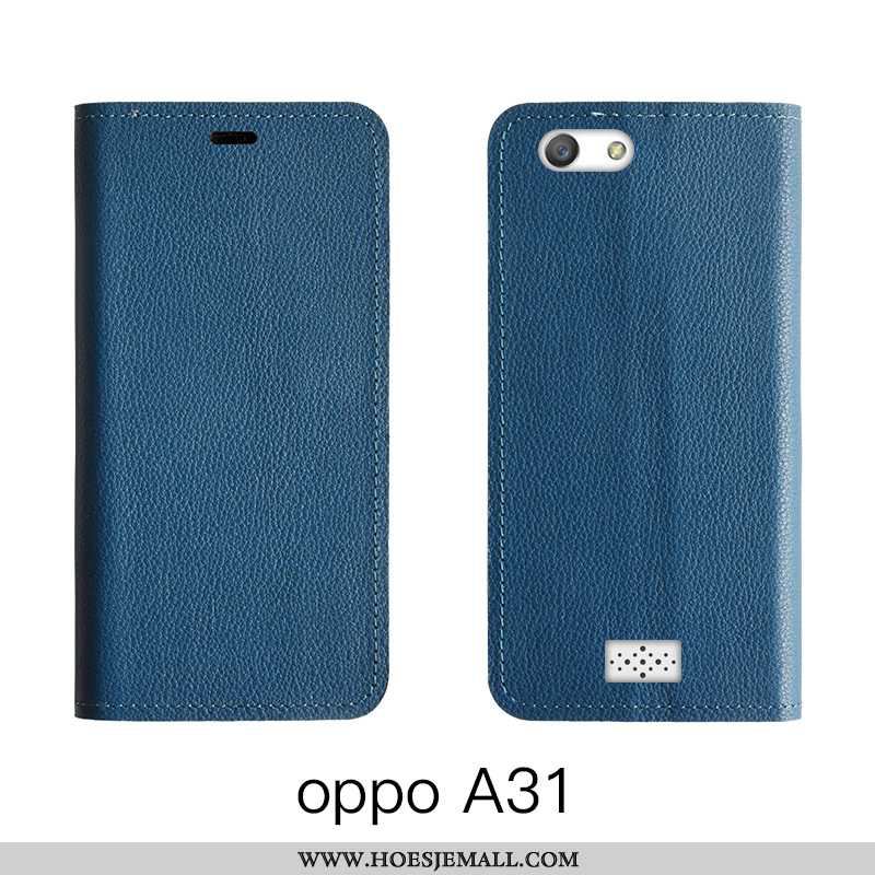 Hoesje Oppo A31 Leren Echt Leer Koe Folio Leer High End Oranje