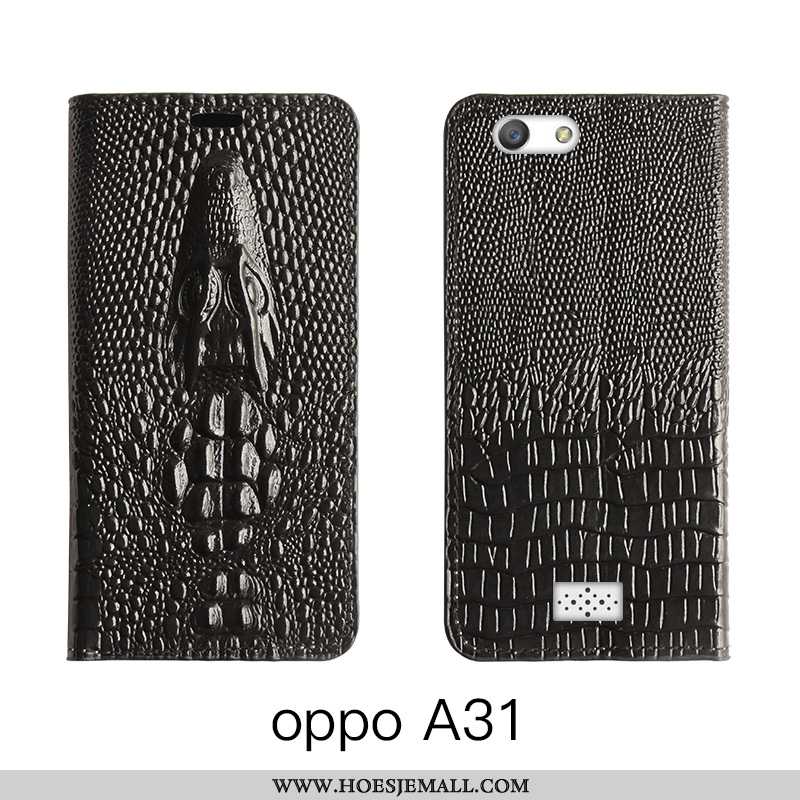 Hoesje Oppo A31 Leer Bescherming Koe Rood Echt Leer High End Roos